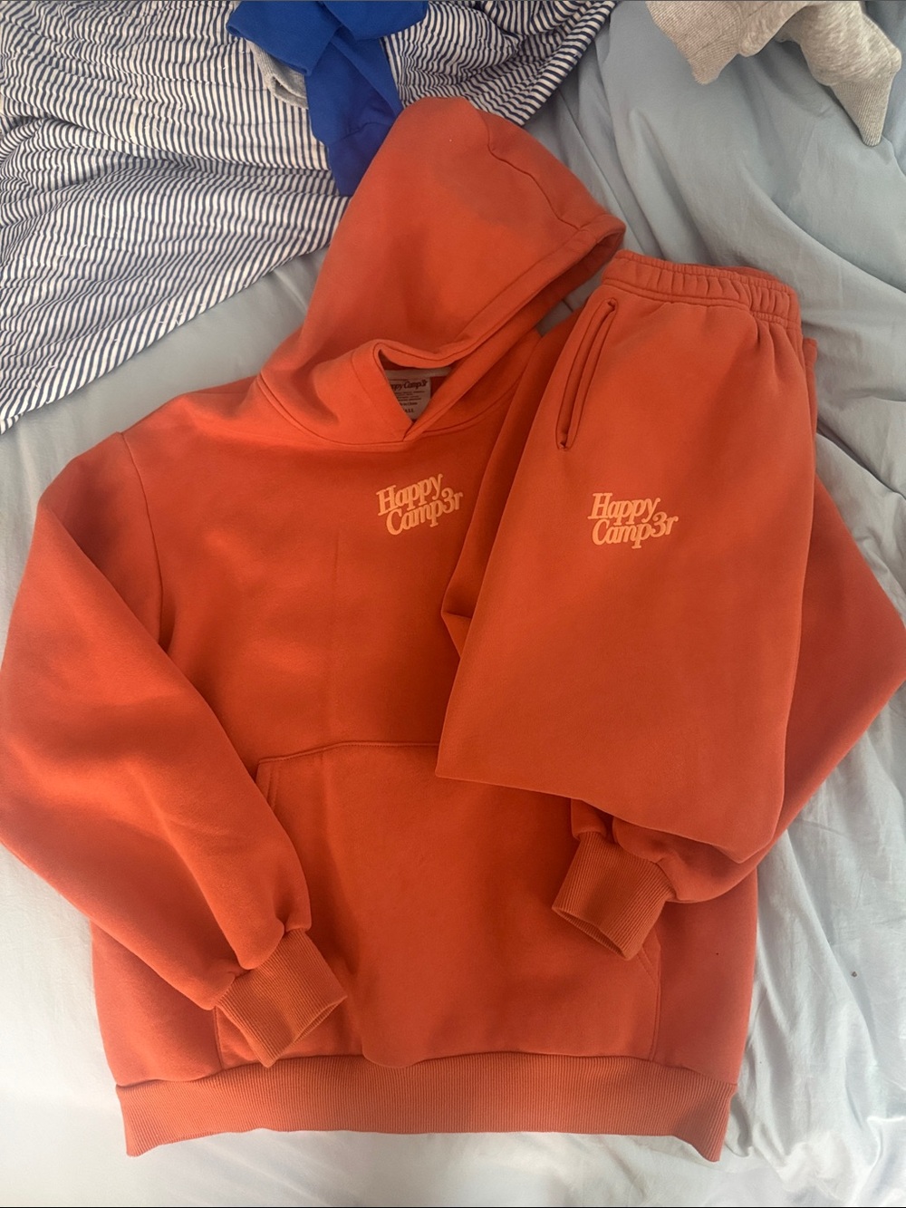 Happy Camper Orange Hoodie & Sweatshort Set